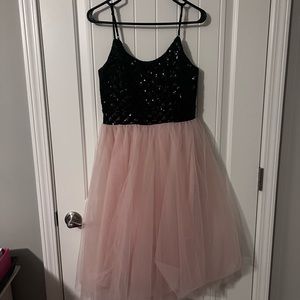 NWOT sequin black dress with pink tulle